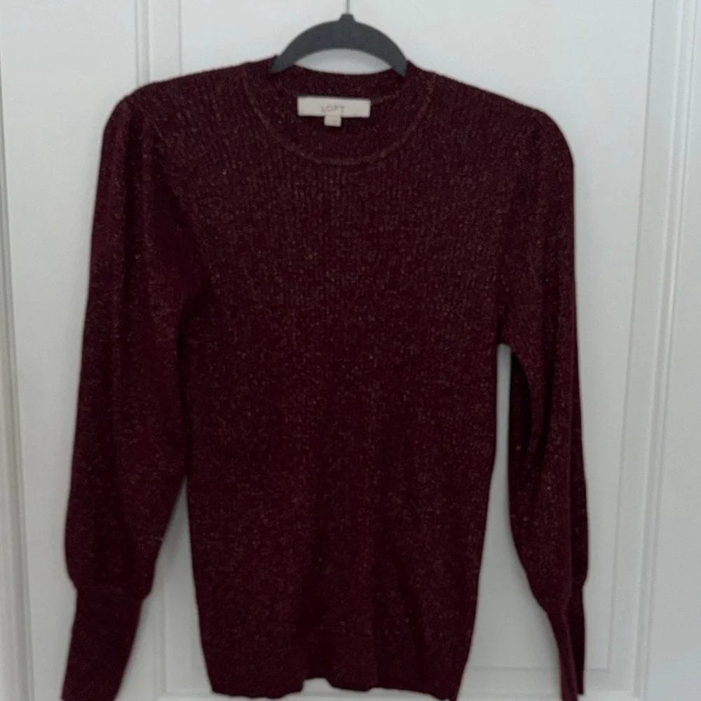 LOFT Deep Red Knit Sweater - Picture 3 of 4